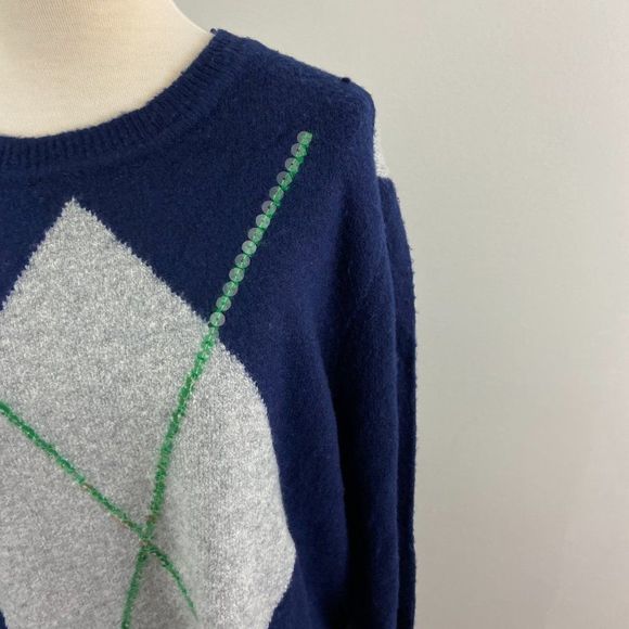 NWT COURT & ROWE Blue Argyle‎ Crew Neck Sweater (XL - Picture 3 of 8
